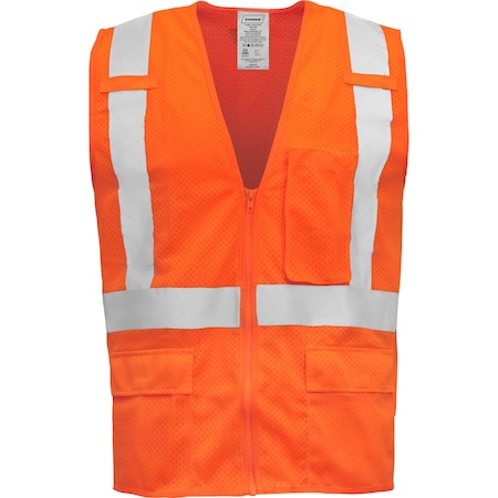 Standard Safety Vest W/ Zipper & Radio Clips (Orange/X-Large)